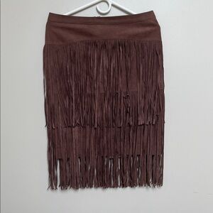 Brown Fringe Skirt BCBG Maxazria Size 6